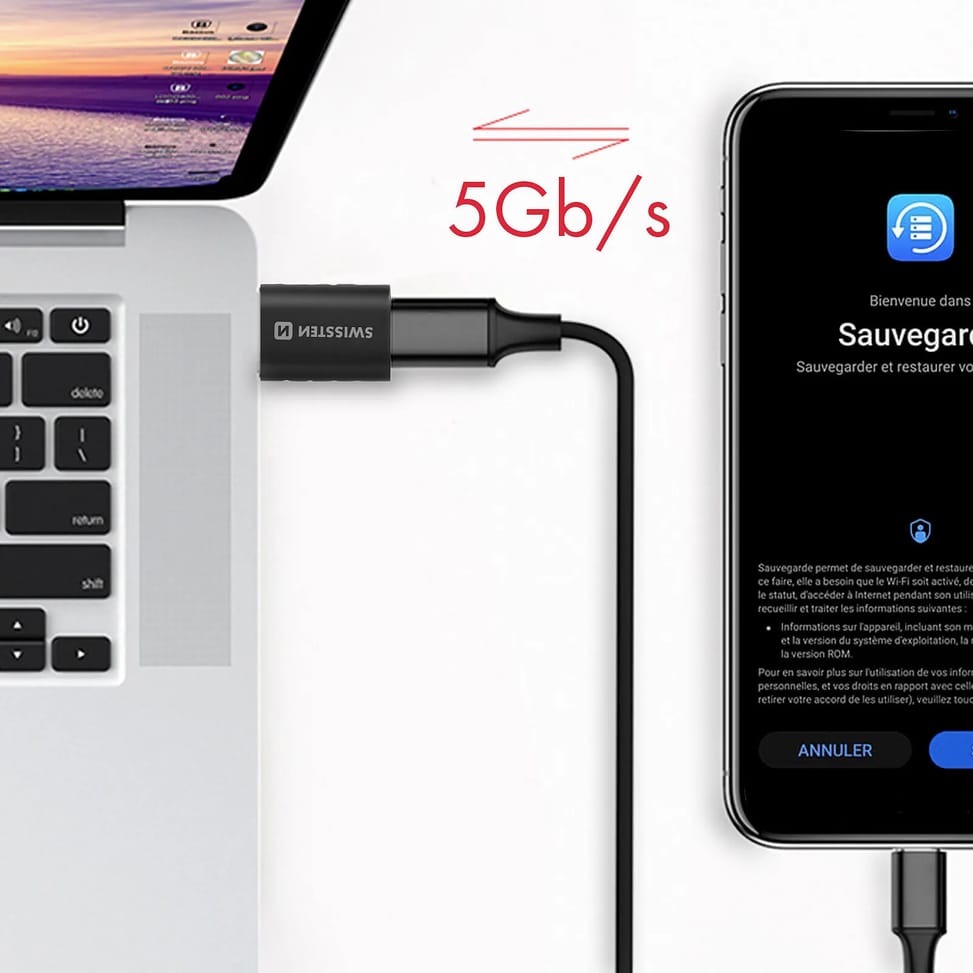 Swissten Adaptateur USB Mâle 3.0 vers USB-C Transfert de Données et Charge — image 4