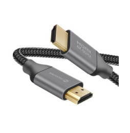 Swissten Câble HDMI 2.0 Ultra HD 4K 60Hz Nylon Tressé 2m Connecteurs Plaqués Or Noir