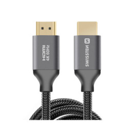 Swissten Câble HDMI 2.0 Ultra HD 4K 60Hz Nylon Tressé 2m Connecteurs Plaqués Or Noir
