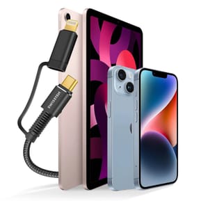 Swissten Câble USB + USB-C 60W pour iPhone et iPad, Aramid Gris 1,5m — image 3