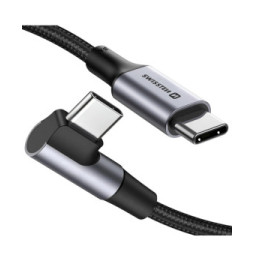 Swissten Câble USB C 100W pour Ordinateur Portable Design Coudé Nylon Tressé Noir