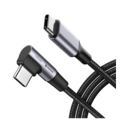 Swissten Câble USB C 100W pour Ordinateur Portable Design Coudé Nylon Tressé Noir