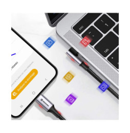 Swissten Câble USB C 100W pour Ordinateur Portable Design Coudé Nylon Tressé Noir