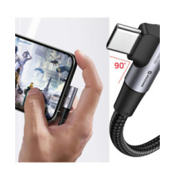 Swissten Câble USB C 100W pour Ordinateur Portable Design Coudé Nylon Tressé Noir