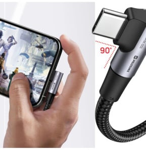 Swissten Câble USB C 100W pour Ordinateur Portable Design Coudé Nylon Tressé Noir