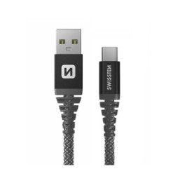 Swissten Câble USB type C Fibre Aramide 1.5m Charge Rapide 60W Prise USB Noir