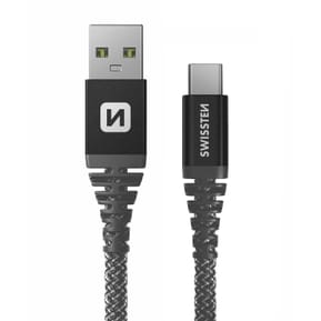 Swissten Câble USB type C Fibre Aramide 1.5m Charge Rapide 60W Prise USB Noir