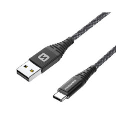 Swissten Câble USB type C Fibre Aramide 1.5m Charge Rapide 60W Prise USB Noir