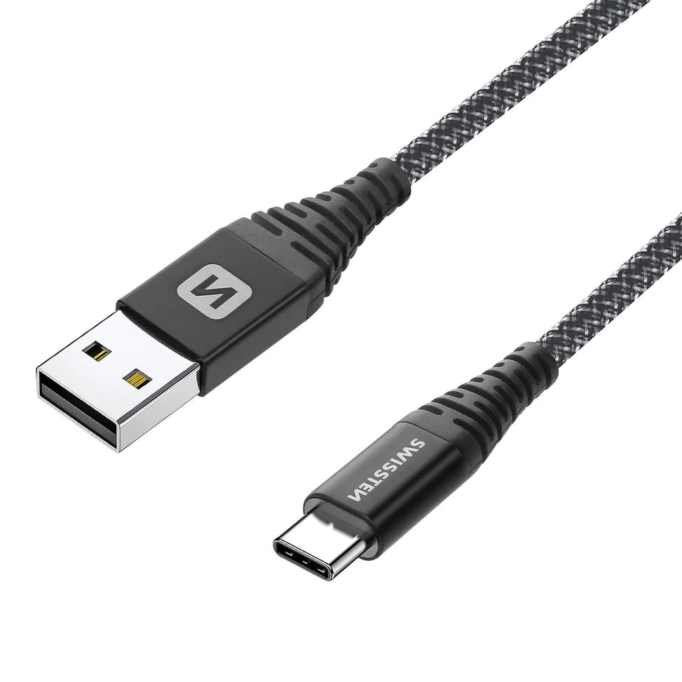 Swissten Câble USB type C Fibre Aramide 1.5m Charge Rapide 60W Prise USB Noir — image 2