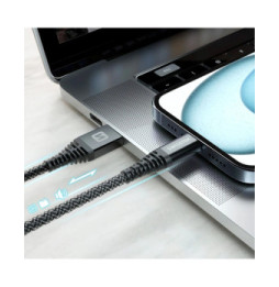 Swissten Câble USB type C Fibre Aramide 1.5m Charge Rapide 60W Prise USB Noir