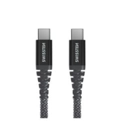 Swissten Câble USB type C Fibre Aramide 1.5m Charge Rapide 60W Prise USB-C Noir