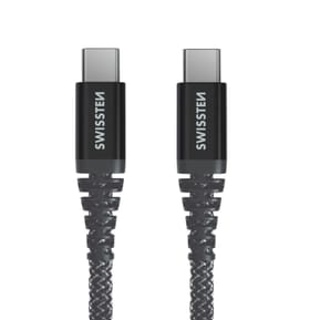 Swissten Câble USB type C Fibre Aramide 1.5m Charge Rapide 60W Prise USB-C Noir