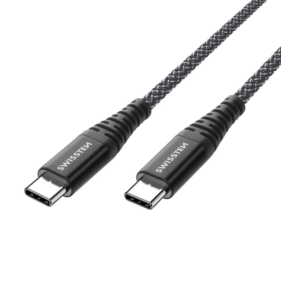 Swissten Câble USB type C Fibre Aramide 1.5m Charge Rapide 60W Prise USB-C Noir — image 2