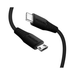 Swissten Câble USB-C vers Micro-USB Charge rapide 3A Synchronisation 1m Noir