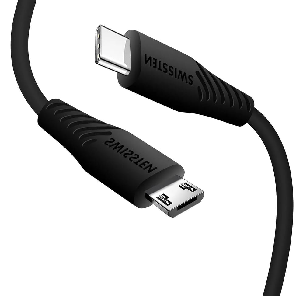 Swissten Câble USB-C vers Micro-USB Charge rapide 3A Synchronisation 1m Noir — image 2