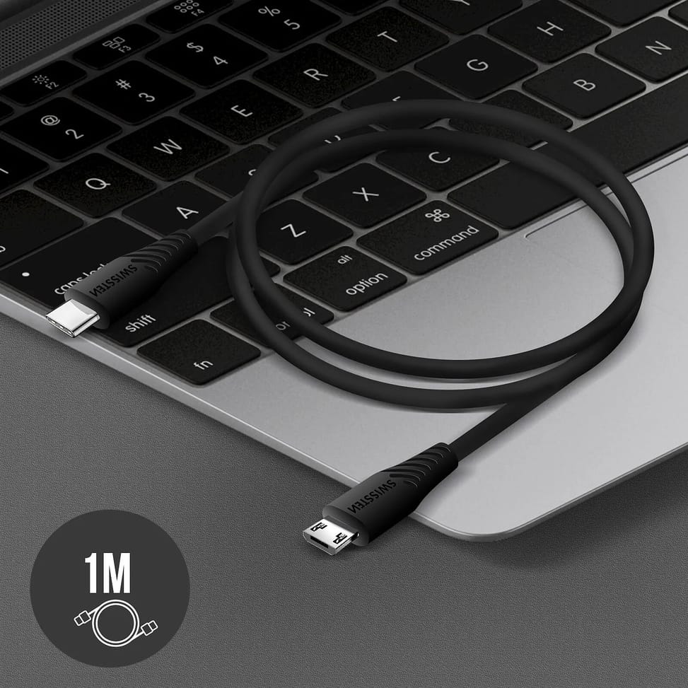Swissten Câble USB-C vers Micro-USB Charge rapide 3A Synchronisation 1m Noir — image 5