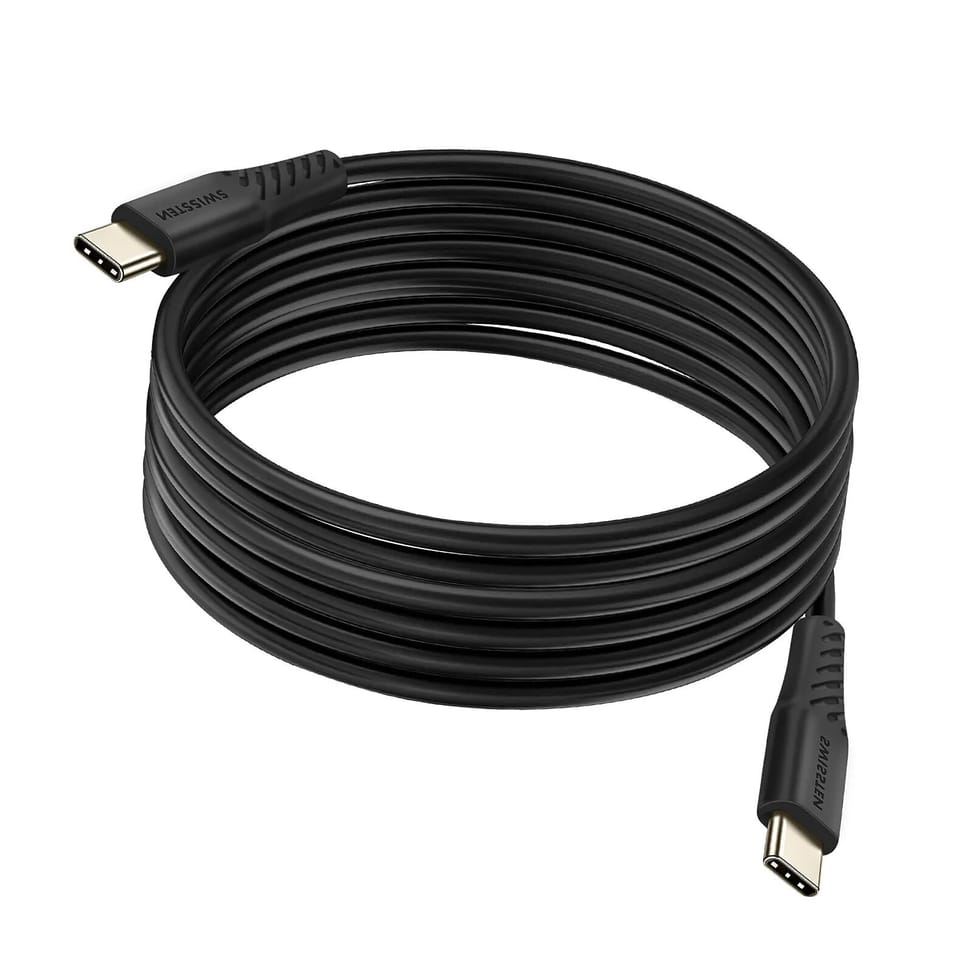 Swissten Câble USB-C vers USB-C 100W Recharge Ultra-Rapide Synchronisation 2.5m Noir — image 2