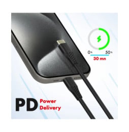 Swissten Câble USB-C vers USB-C 100W Recharge Ultra-Rapide Synchronisation 2.5m Noir