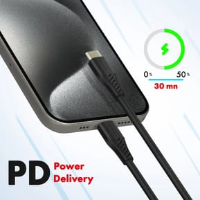 Swissten Câble USB-C vers USB-C 100W Recharge Ultra-Rapide Synchronisation 2.5m Noir — image 3