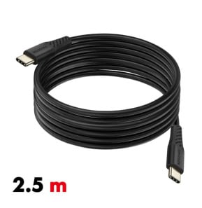 Swissten Câble USB-C vers USB-C 100W Recharge Ultra-Rapide Synchronisation 2.5m Noir