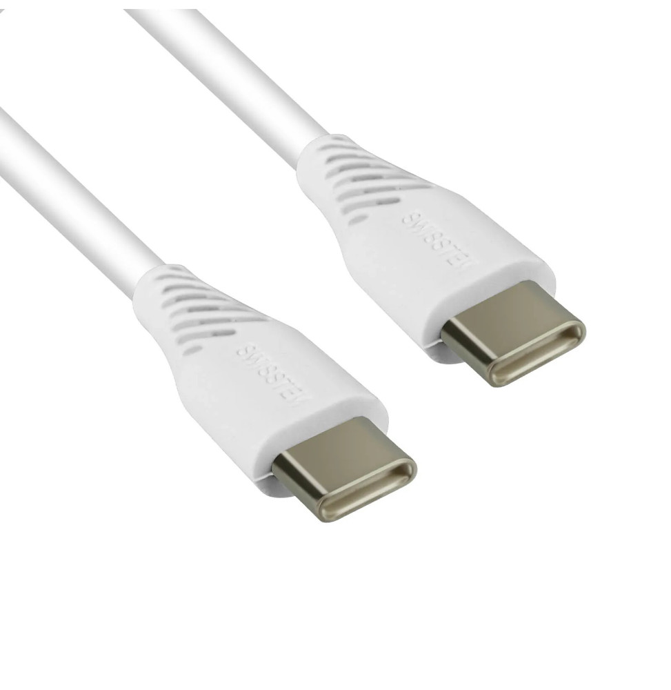 Swissten Câble USB-C vers USB-C 5A Power Delivery 100W Charge Rapide 2.5m Blanc