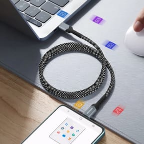 Swissten Câble USB-C vers USB-C 60W Enroulement Magnétique Longueur 1m Noir — image 3
