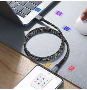 Swissten Câble USB-C vers USB-C 60W Enroulement Magnétique Longueur 1m Noir
