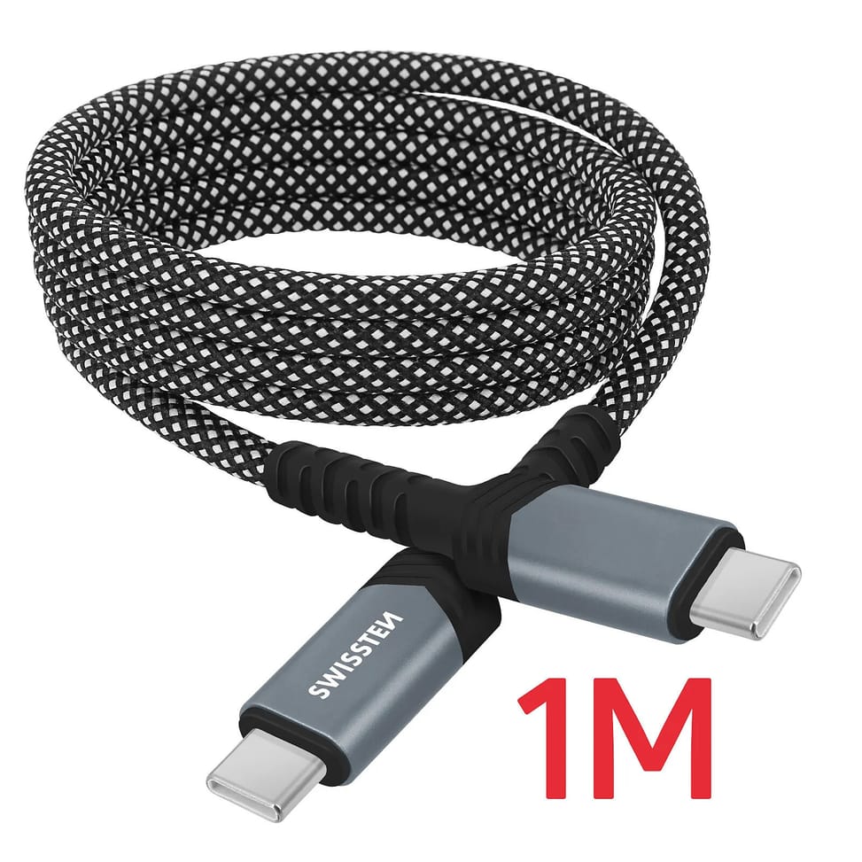 Swissten Câble USB-C vers USB-C 60W Enroulement Magnétique Longueur 1m Noir — image 5