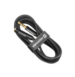 Swissten Rallonge jack 3.5mm, Câble auxiliaire , Nylon tressé noir - 1,5m