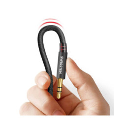 Swissten Rallonge jack 3.5mm, Câble auxiliaire , Nylon tressé noir - 1,5m