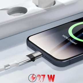 XO Adaptateur Charge et Synchronisation Lightning vers USB C 27W Compact Gris — image 3