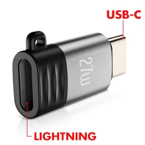 XO Adaptateur Charge et Synchronisation Lightning vers USB C 27W Compact Gris — image 4