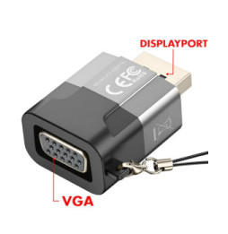 XO Adaptateur DisplayPort Mâle vers VGA Femelle Résolution 1080p Gris