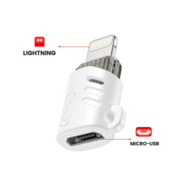 XO Adaptateur Micro-USB Femelle vers Lightning Mâle Design Ultra-compact Blanc