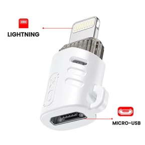 XO Adaptateur Micro-USB Femelle vers Lightning Mâle Design Ultra-compact Blanc — image 3