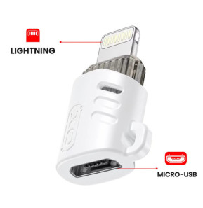 XO Adaptateur Micro-USB Femelle vers Lightning Mâle Design Ultra-compact Blanc