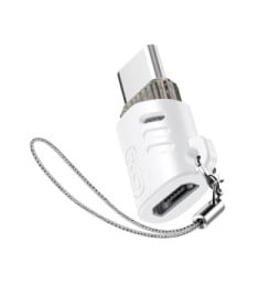 XO Adaptateur Micro-USB Femelle vers USB C Mâle Design Ultra-compact Blanc