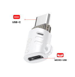 XO Adaptateur Micro-USB Femelle vers USB C Mâle Design Ultra-compact Blanc