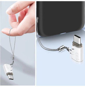 XO Adaptateur Micro-USB Femelle vers USB C Mâle Design Ultra-compact Blanc