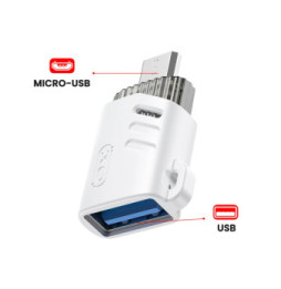 XO Adaptateur OTG USB Femelle vers Micro-USB Mâle Transfert de Données Blanc