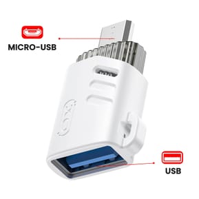XO Adaptateur OTG USB Femelle vers Micro-USB Mâle Transfert de Données Blanc — image 3