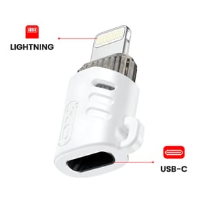 XO Adaptateur USB C Femelle vers Lightning Mâle Design Ultra-compact Blanc — image 3