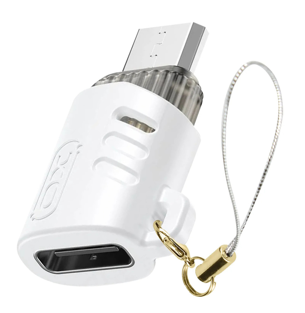 XO Adaptateur USB-C Femelle vers Micro USB Mâle Compact Blanc Blanc