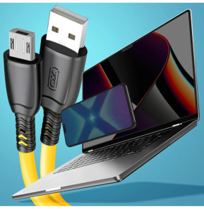 XO Câble USB vers Micro USB 6A Transfert De Données 480Mbps 25cm Jaune