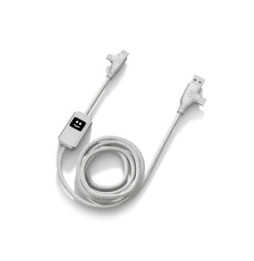 XOOPAR Câble de Charge et de Transfert 4 en 1 USB A+C / USB C+ Lightning Gris clair