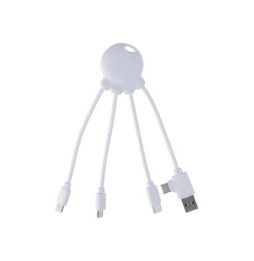XOOPAR Câble de Charge USB A/microUSB/USB C/Lightning 2.1A 15cm Universel Blanc