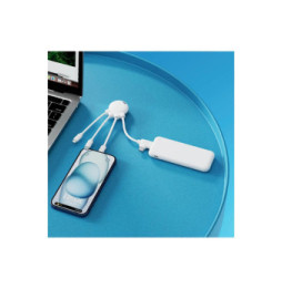 XOOPAR Câble de Charge USB A/microUSB/USB C/Lightning 2.1A 15cm Universel Blanc