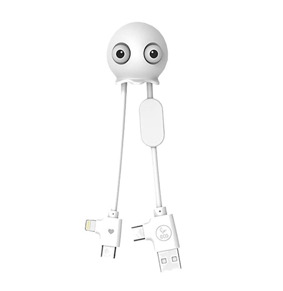 XOOPAR Câble USB-A vers Micro-USB et Ligthning JELLY 2A 10cm Format Porte-clés Blanc