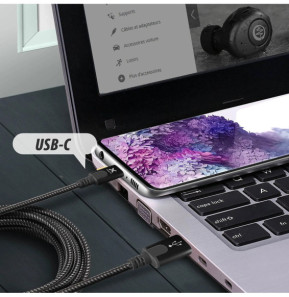Xtorm Câble USB vers USB type C 1m Charge et Synchronisation Nylon Tressé Noir