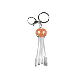 YELLO KOKO Câble USB-A/MicroUSB/USB C/Lightning 2A en Format Porte-clés Bretzel Blanc